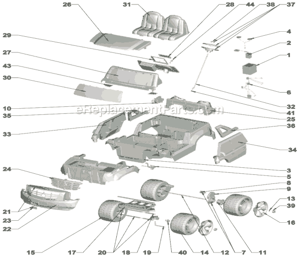 Page A Diagram and Parts List for M9780  Power Wheels Ride-On Cars